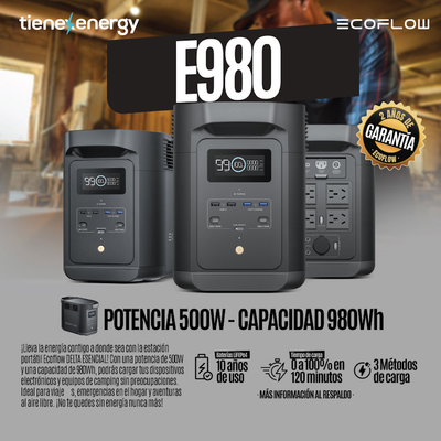 Estación de Energía Portátil EcoFlow DELTA ESENCIAL E980 500W Potencia 980Wh Capacidad