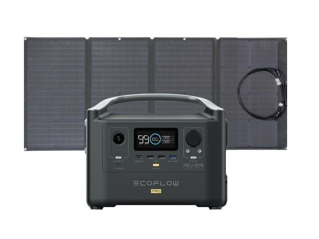 Generador Solar Portátil Ecoflow River Pro 720 Wh + Panel Solar 110w vista frontal