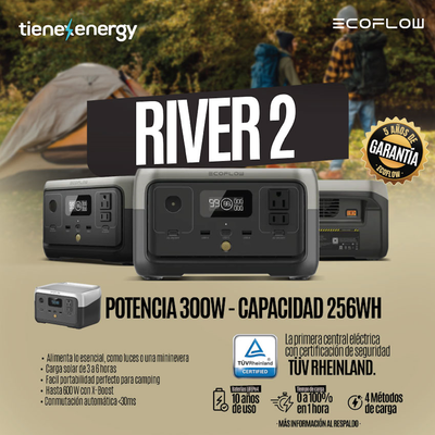 Estación de Energía Portátil EcoFlow RIVER 2 300W Potencia - 256Wh Capacidad